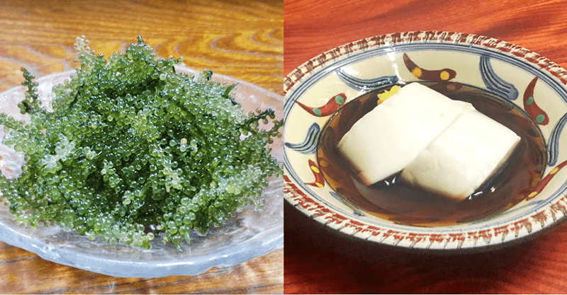 大木海産物レストラン 海ぶどう、ジーマーミ豆腐